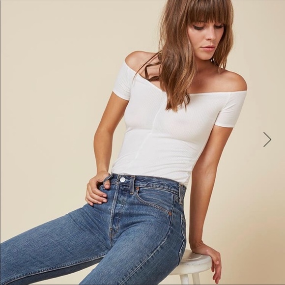 Reformation Tops - Reformation Kenza Ribbed Off the Shoulder Top